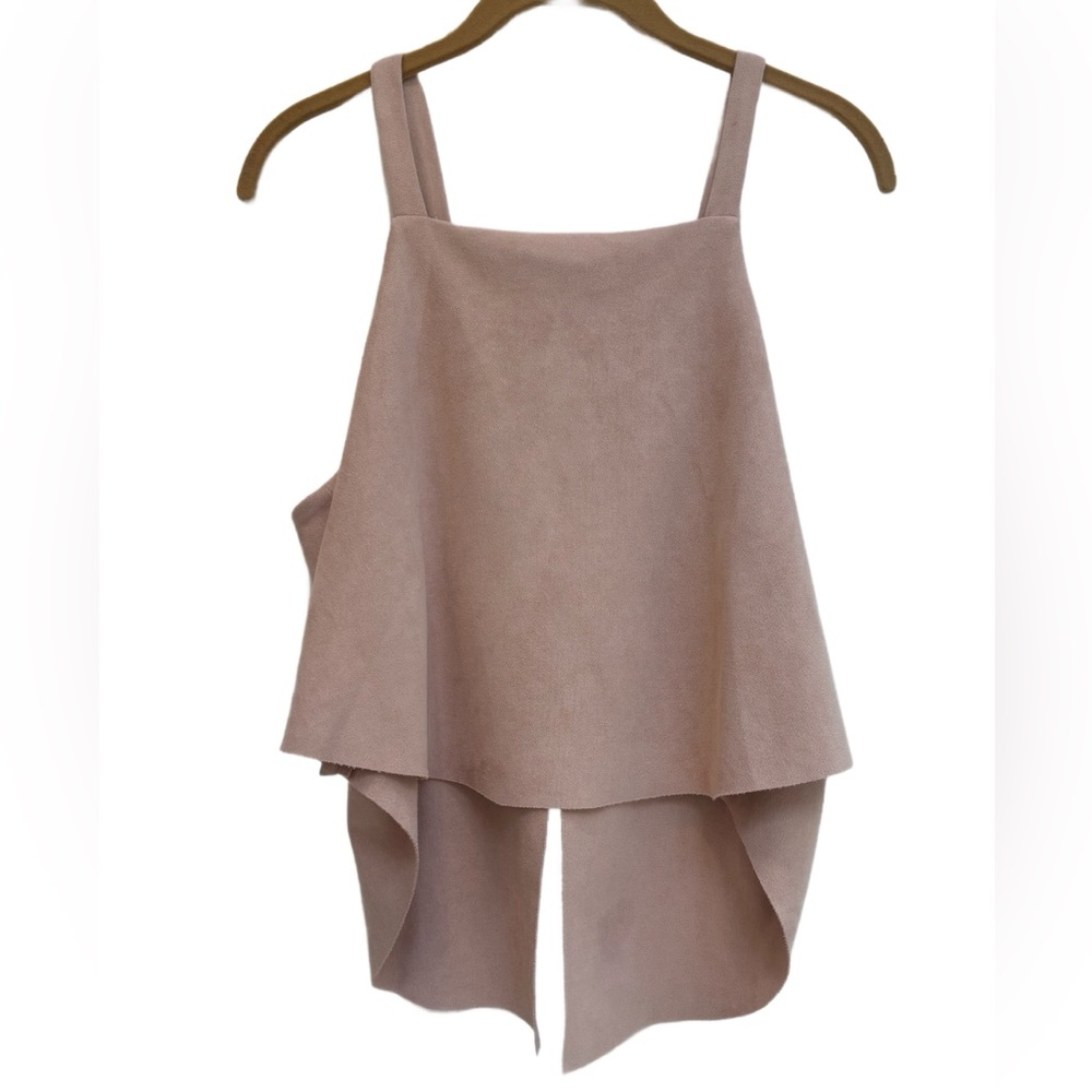 Flutter by Dance & Marvel suede tank top blouse with lace embellishment, M